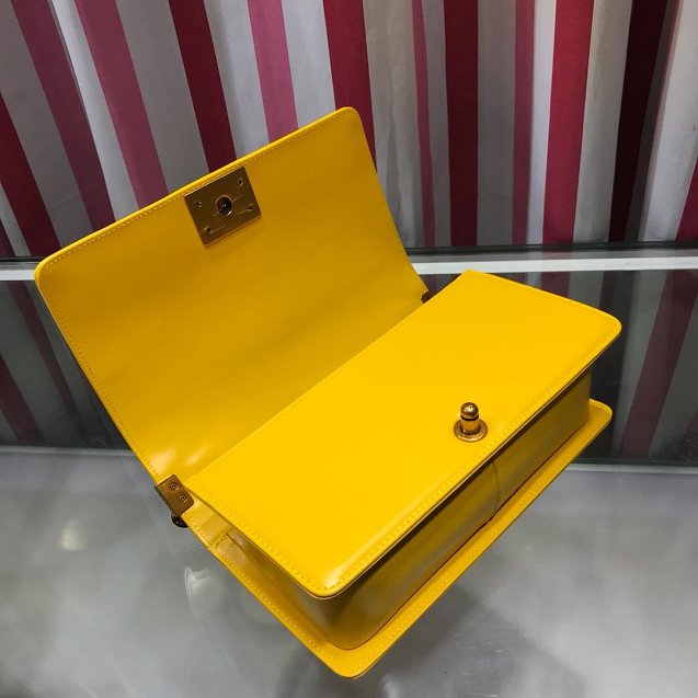 CC original python leather medium boy handbag A94804 yellow&red