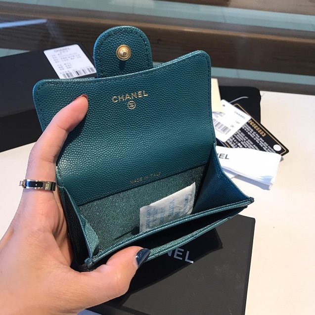 CC grained calfskin classic card holder AP0214 royal blue