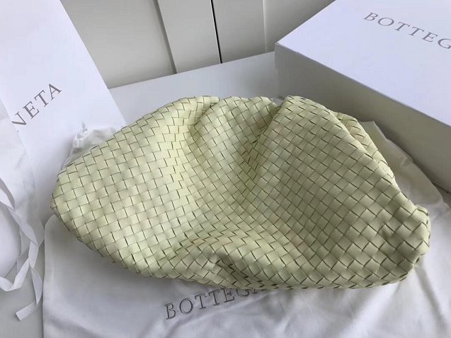 BV original intrecciato lambskin large pouch 576175 light yellow