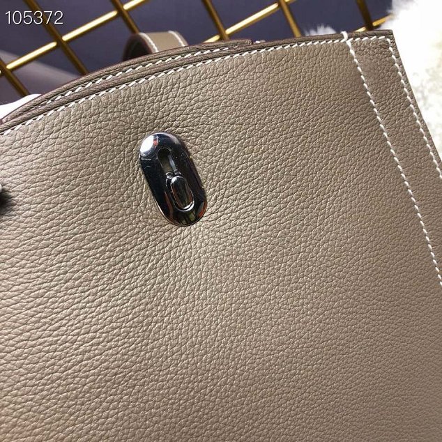 Hermes original handmade evercolour leather GR24 backpack H024 grey