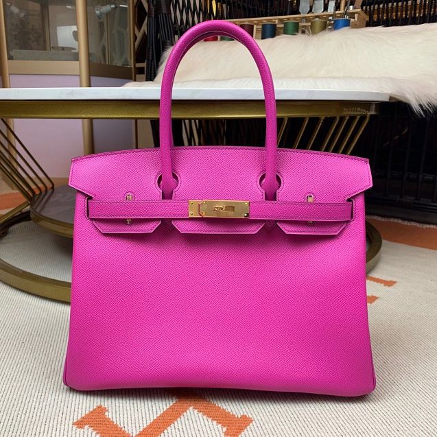 Hermes original epsom leather birkin 25 bag H25-3 rose magnolia