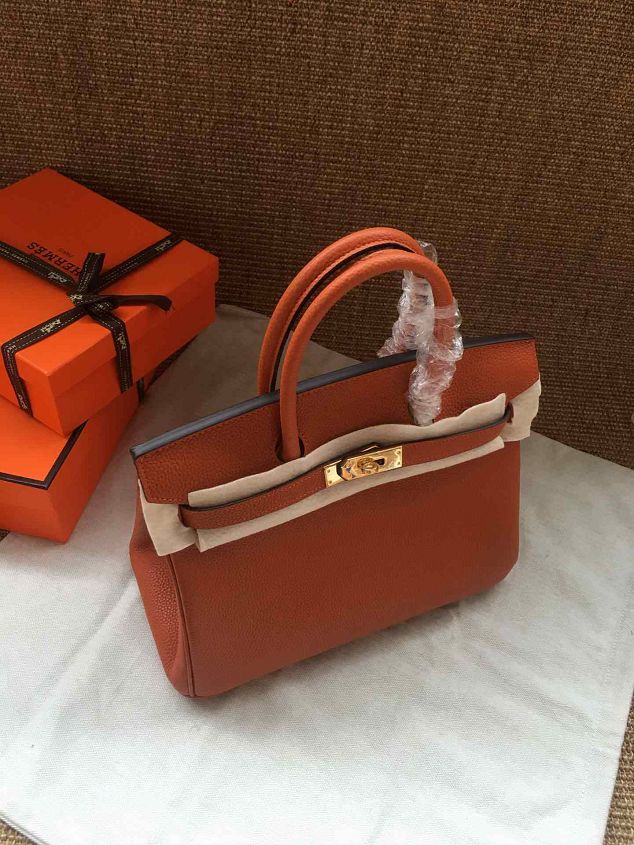 Hermes soft calf leather birkin 30 bag H30-5 orange