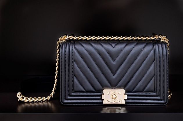 CC original customized lambskin boy handbag A67086-2 black(smooth hardware)