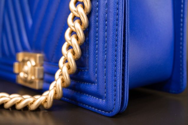 CC original customized lambskin boy handbag A67086-2 blue