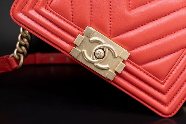 CC original customized lambskin small boy handbag A67085-2 tangerine