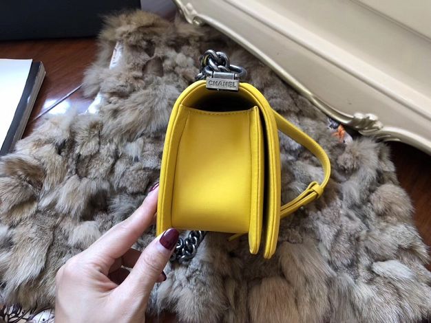 CC original genuine stingray skin boy bag A67086 yellow