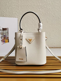 Prada original saffiano leather small panier bag 1BA217 white