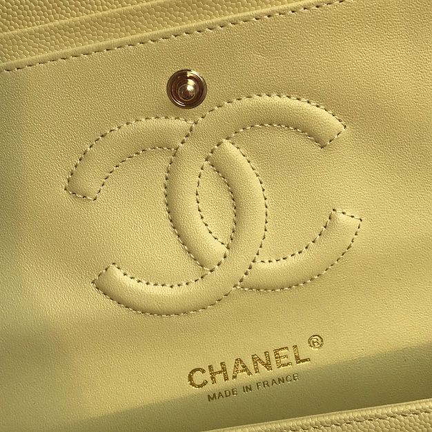 CC original grained calfskin medium flap bag A01112 bright yellow