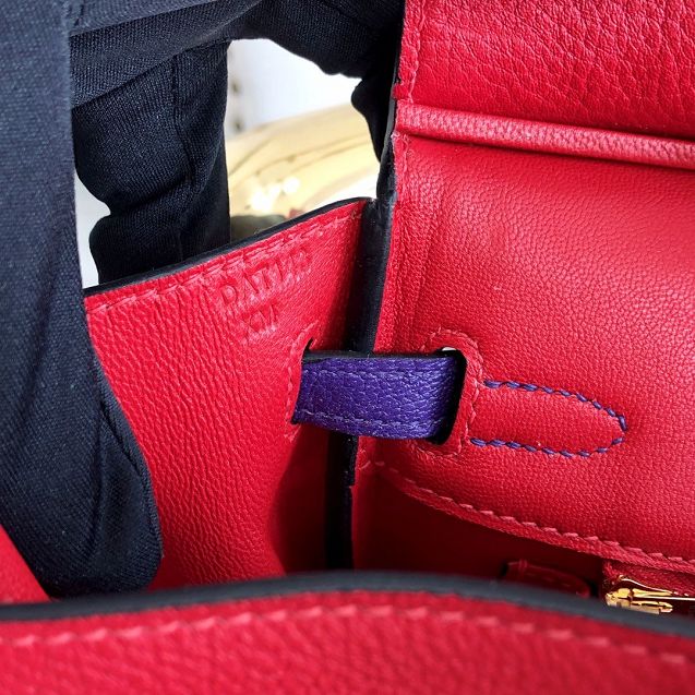 Hermes handmade original crocodile leather&calfskin birkin bag BK0036 red&yellow