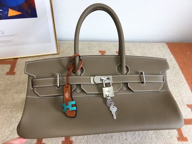 Hermes original calfskin birkin 42 shoulder bag BK0058 etoupe grey