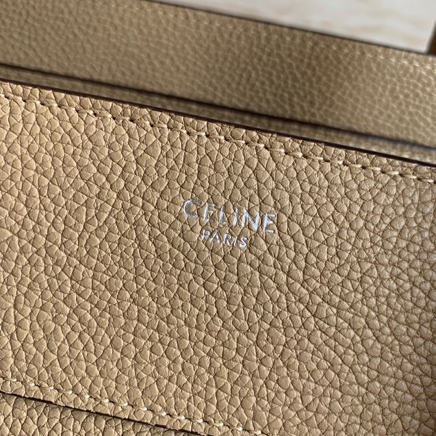 Celine original grained calfskin mini luggage handbag 189213 apricot