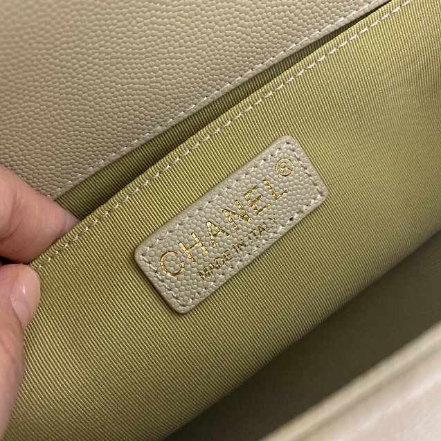 CC original grained calfskin medium boy handbag A67086 light green
