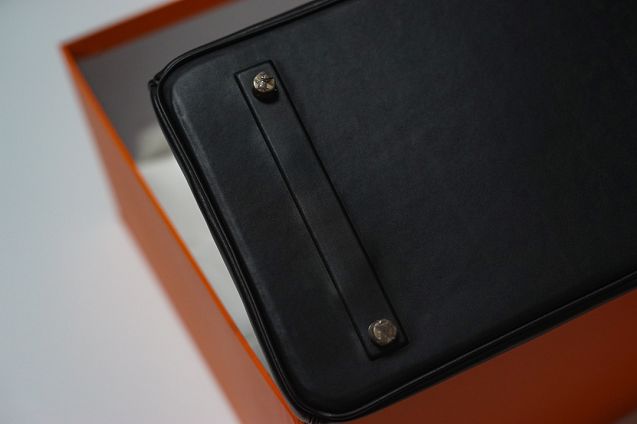 Hermes handmade original calfskin shadow birkin bag BK0037 black