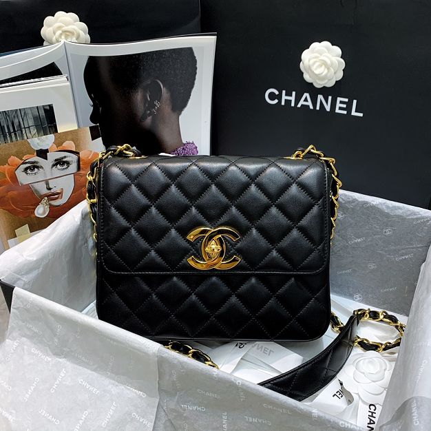 CC original lambskin medium classic flap bag A01088 black