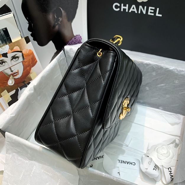 CC original lambskin medium classic flap bag A01088 black