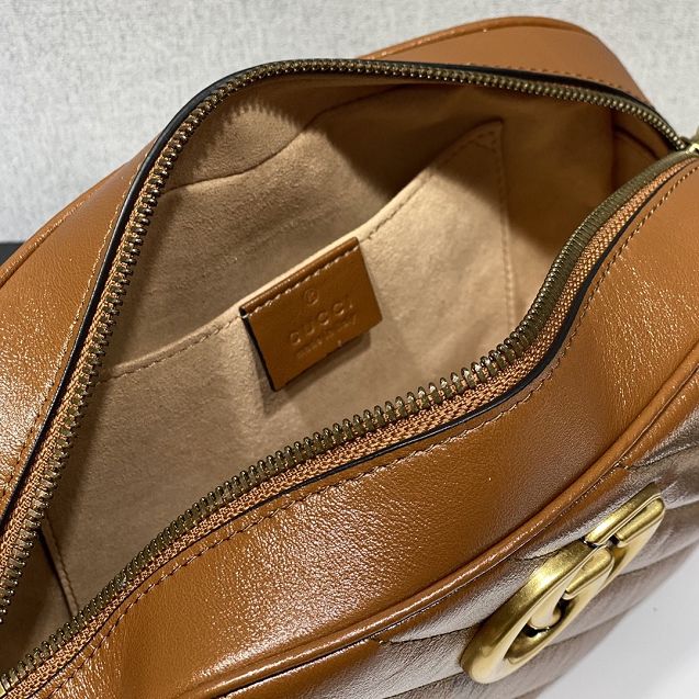 GG original calfskin marmont small shoulder bag 447632 brown