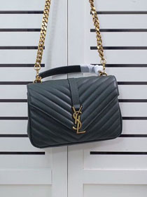 YSL original lambskin messenger bag 392737 dark green