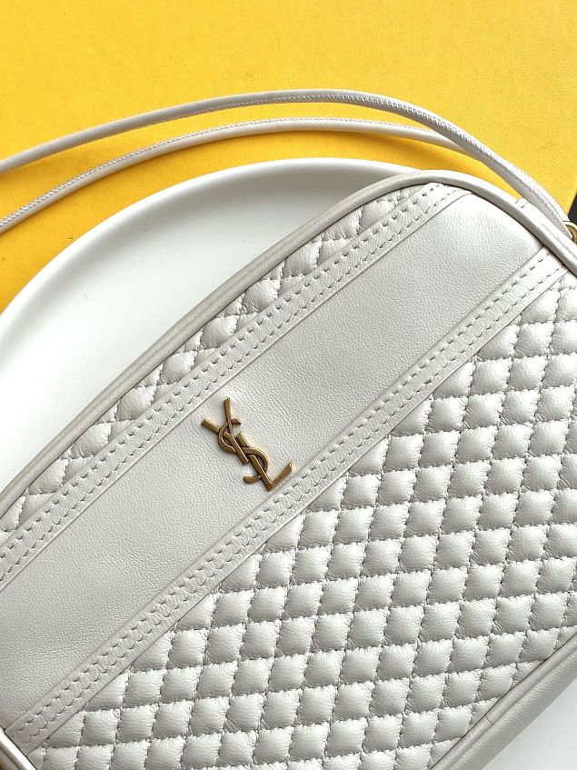 YSL original lambskin camera bag 648990 white