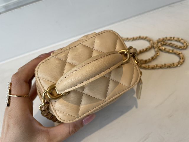 CC original lambskin small vanity with chain AP2198 apricot