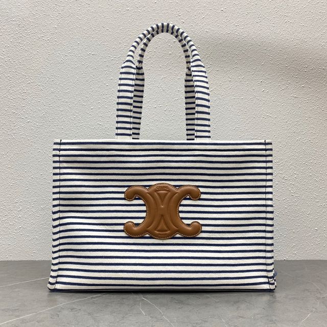 Celine original textile thais large cabas 196762 navy&tan
