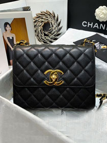 CC original grained calfskin classic flap bag A01088 black