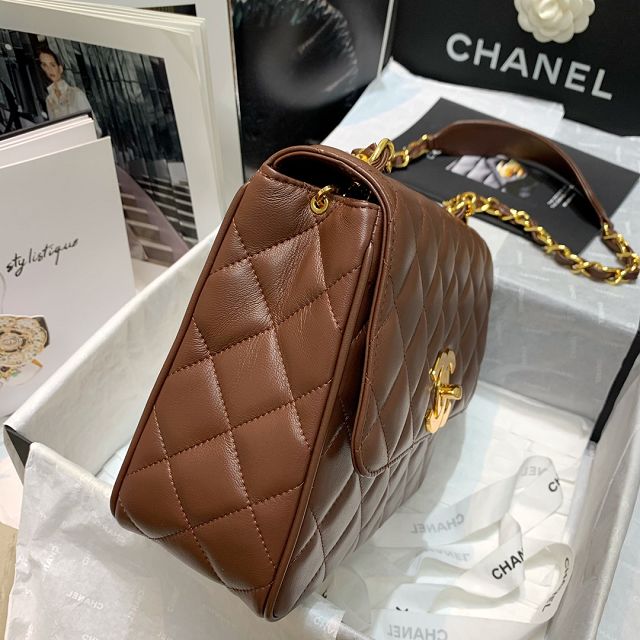 CC original lambskin medium classic flap bag A01088 brown