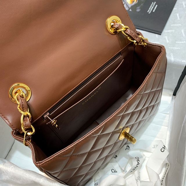 CC original lambskin medium classic flap bag A01088 brown