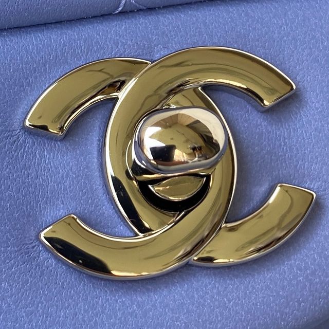 CC original lambskin small flap bag A01113 blue