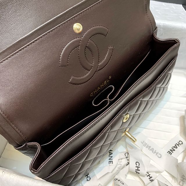 CC original lambskin medium flap bag A01112 dark coffee
