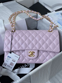 CC original lambskin medium flap bag A01112 light pink