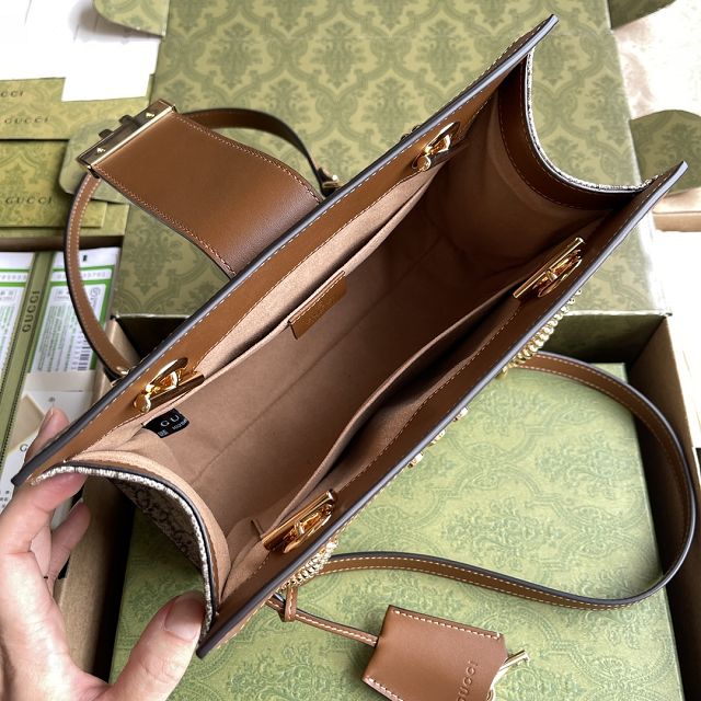 Top GG original canvas padlock small shoulder bag 498156 coffee