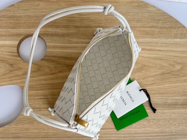 BV original lambskin pouch on strap 701025 white