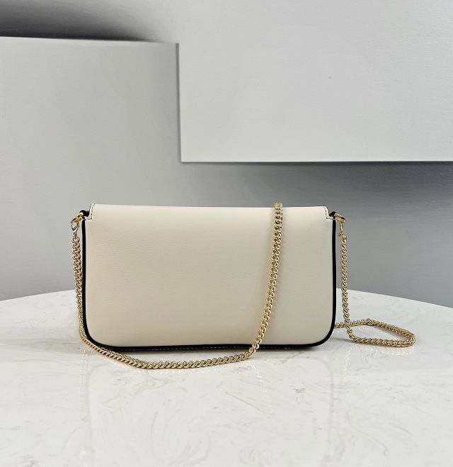 Fendi original calfskin wallet on chain 8BS032 white