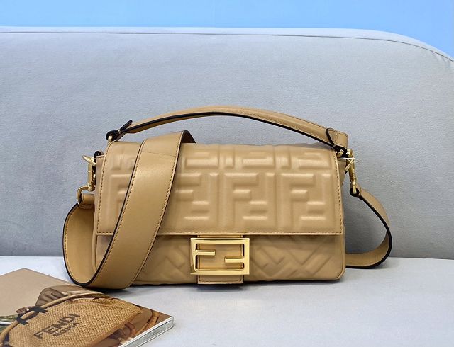 Fendi original lambskin medium baguette bag 8BR600 apricot