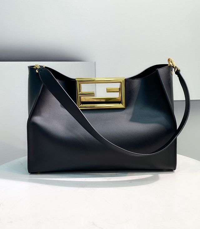 Fendi original calfskin large way handbag 8BH391 black