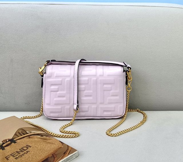 Fendi original lambskin mini baguette bag 8BS017 light purple