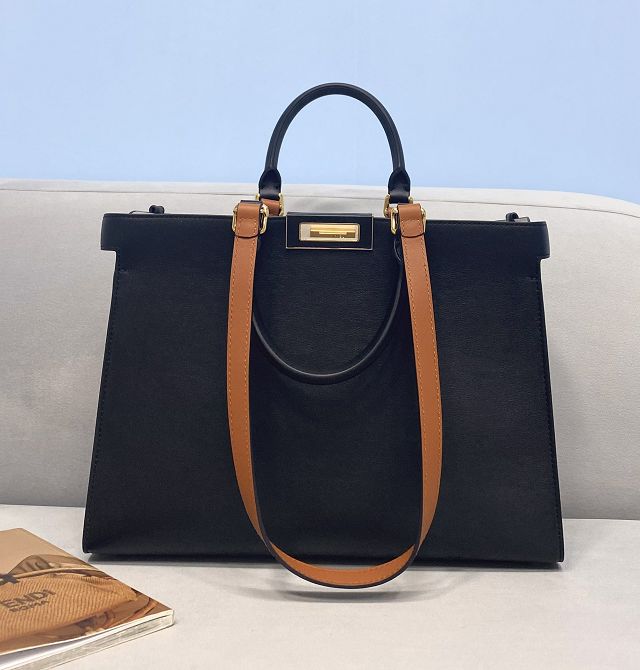 Fendi original calfskin medium X-Tote bag 8BH375 black