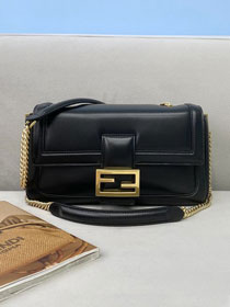 Fendi original lambskin medium baguette chain bag 8BS044 black