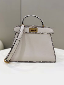 Fendi original calfskin&python small peekaboo ISeeU bag 8BN327 white