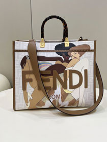 Fendi original fabric medium sunshine shopper bag 8BH386 white