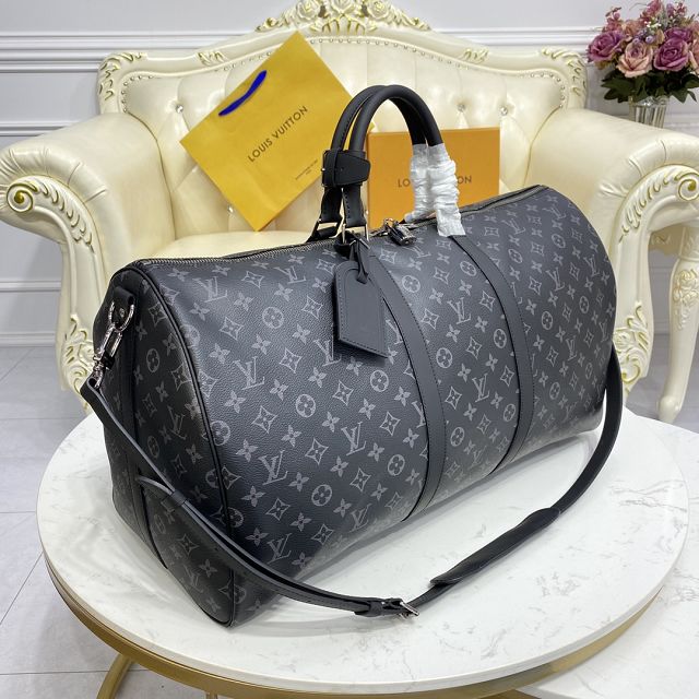 Louis vuitton original monogram canvas keepall 55 bag m40605 black