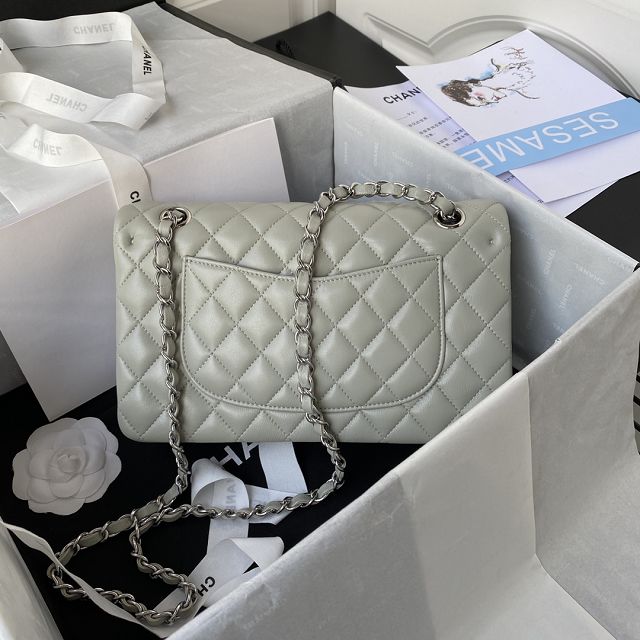 CC original lambskin medium flap bag A01112 light grey