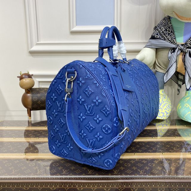 Louis vuitton original calfskin keepall 50 M21375 blue