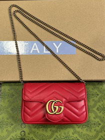 GG original calfskin marmont super mini bag 476433 red