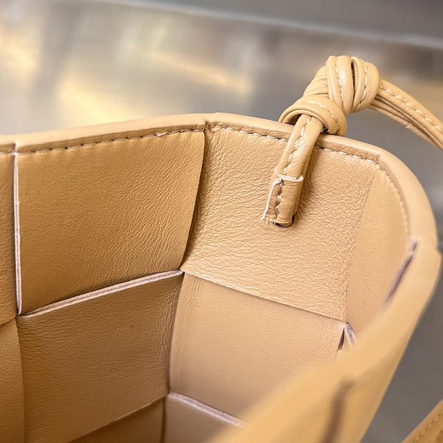 BV original calfskin cassette pouch on strap 730543 almond