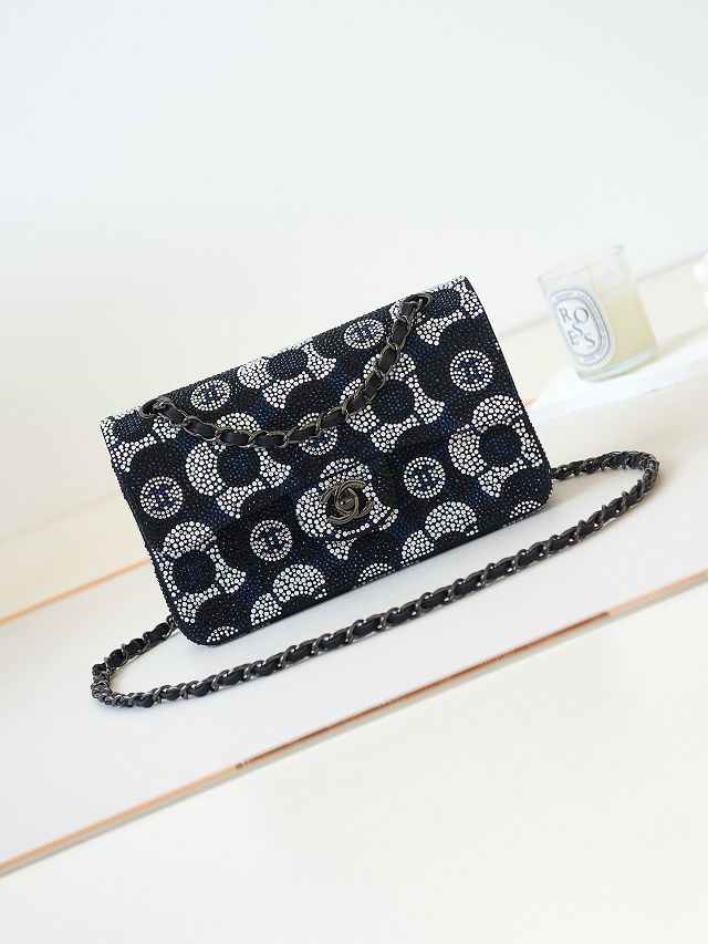 CC original sequins medium flap bag AS4298 black&blue