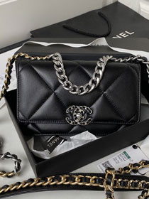 CC original lambskin 19 wallet on chain AP3267 black