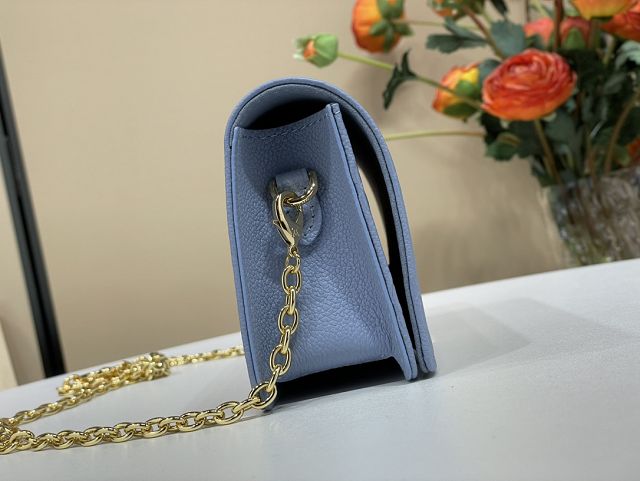 Louis vuitton original calfskin wallet on chain lily M82509 blue