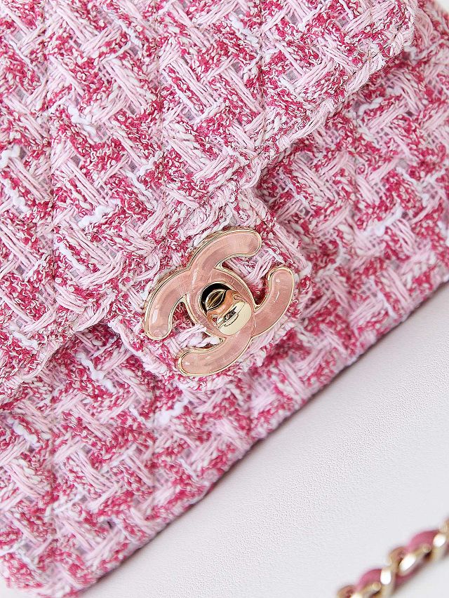 2024 CC original tweed mini flap bag AS3782 pink