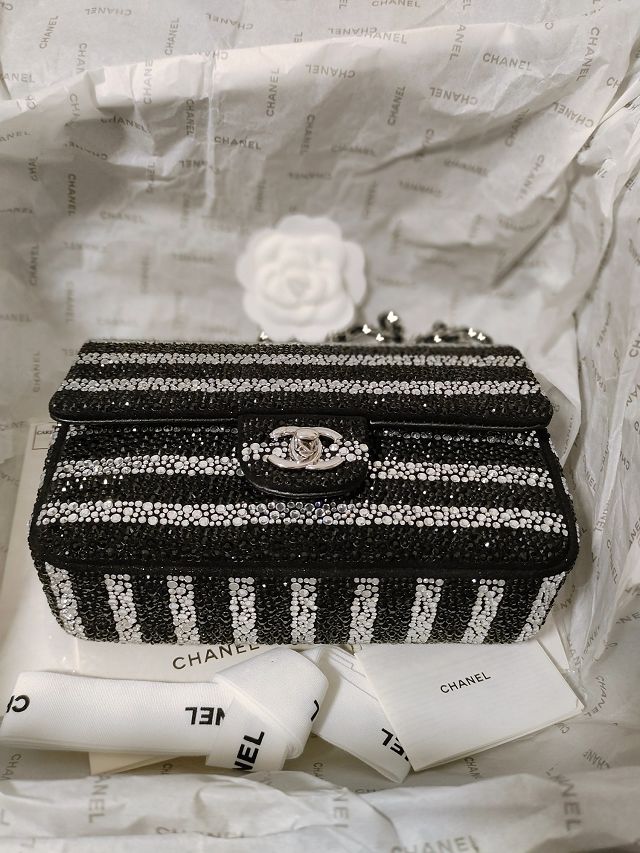CC original sequins mini flap bag AS4297 black